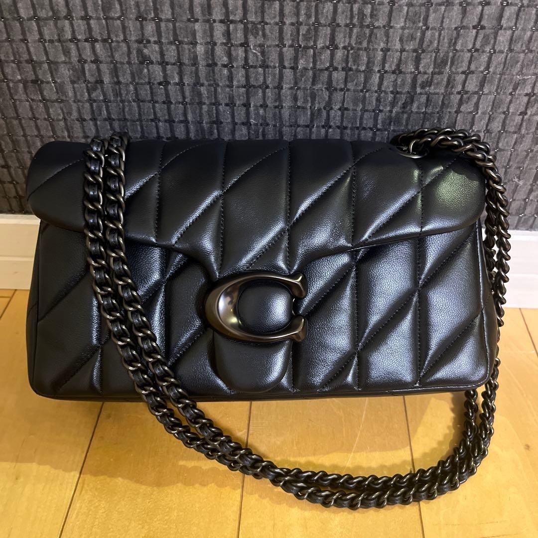 COACH CP150 Tabby 26 Quilted Shoulder Bag Leather Black/Black Silver NWT