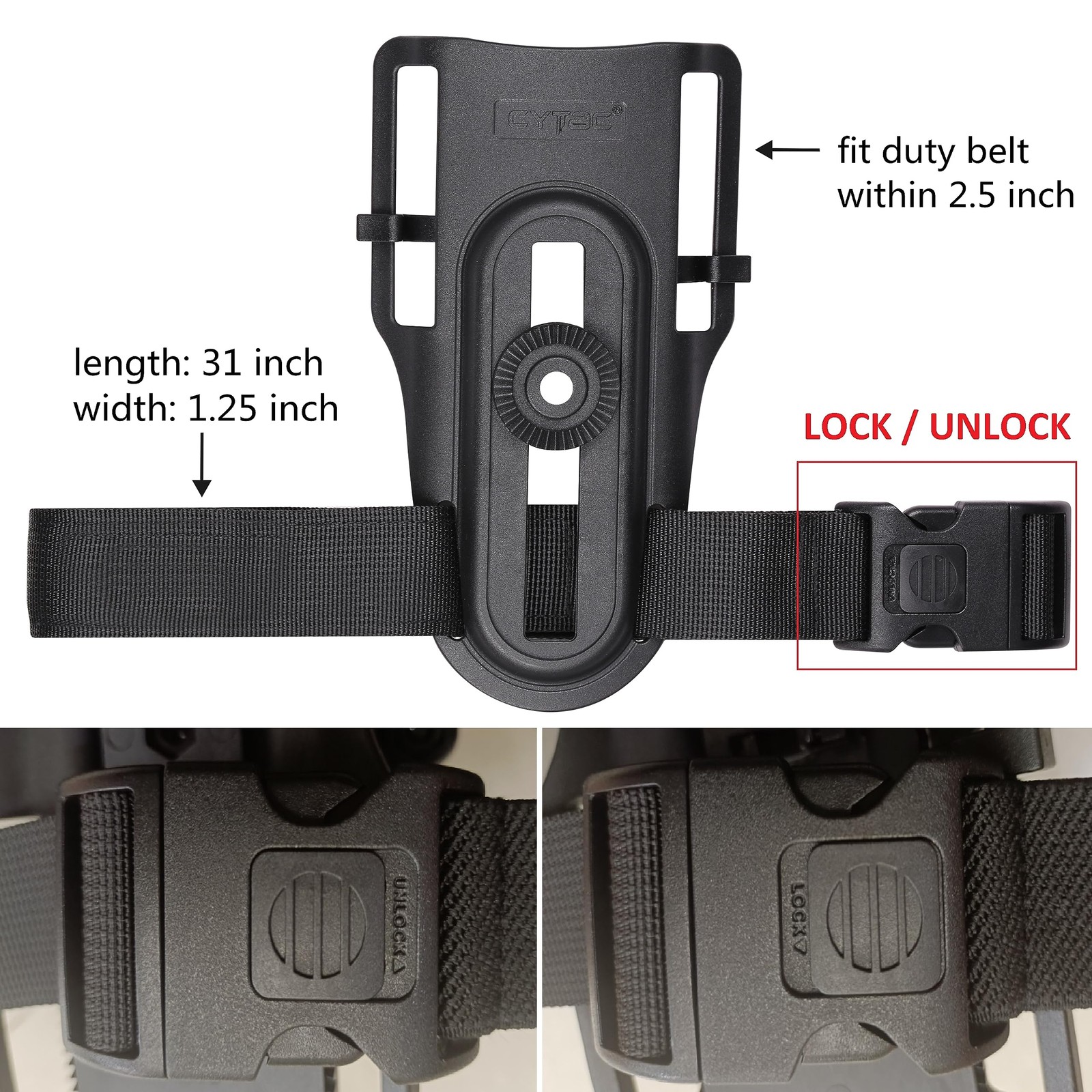 CYTAC Mega-Fit Light Holster for Streamlight TLR-1/TLR-2, Right Hand