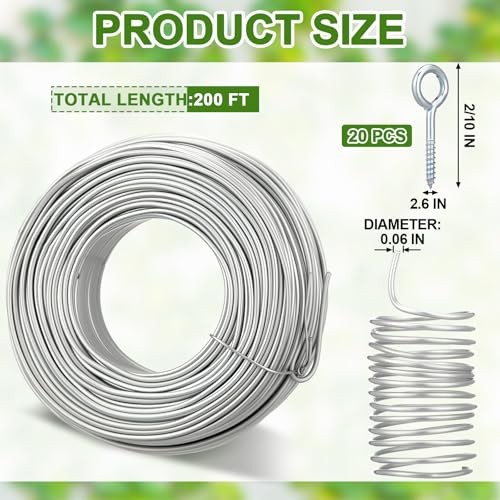 200 ft Wire Trellis Kit 16 Gauge Galvanized Coated Steel Garden Wire Trellis