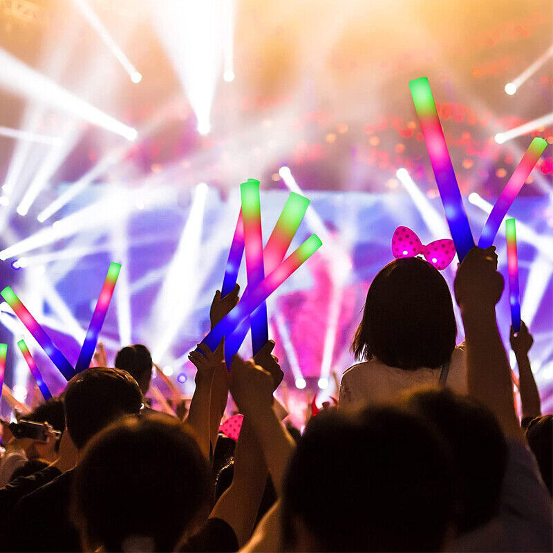 100PCS LED Foam Glow Sticks Party Wedding Flashing LED Light Stick Light-up Bar