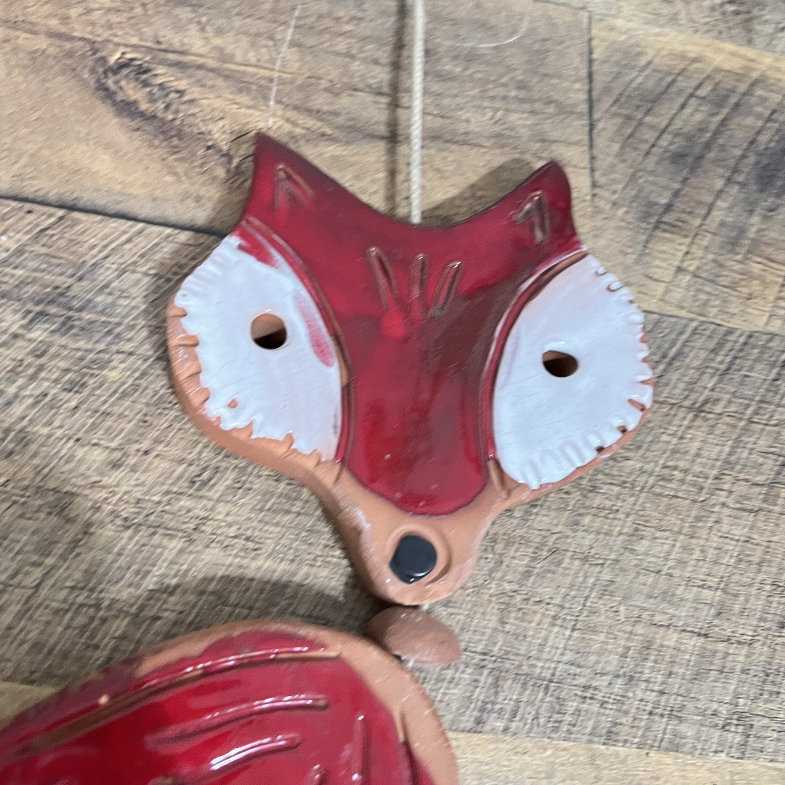 Vintage Pacific Stoneware double-sided Red Fox People Lovers Pottery