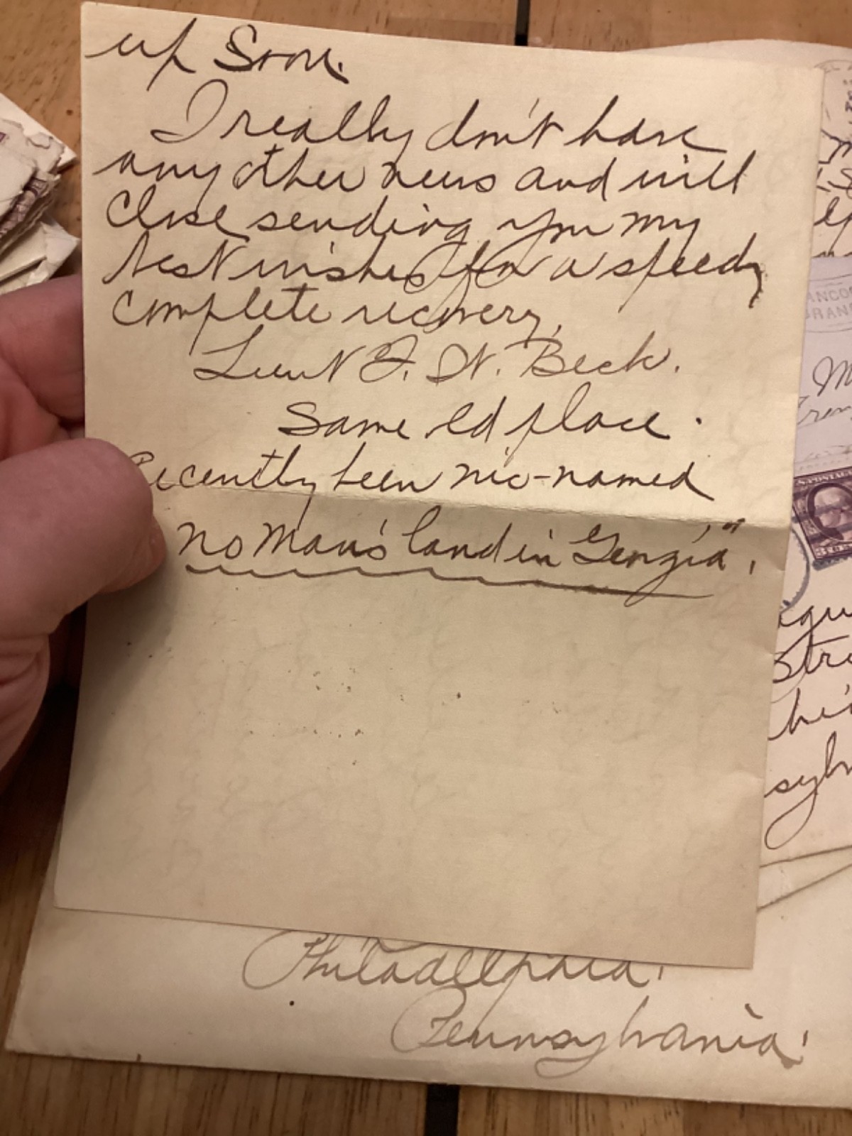 50 WW1 letters to Philadelphia from Camp Hancock,Ga,Lt Armitage Corp Beck.PA Uni
