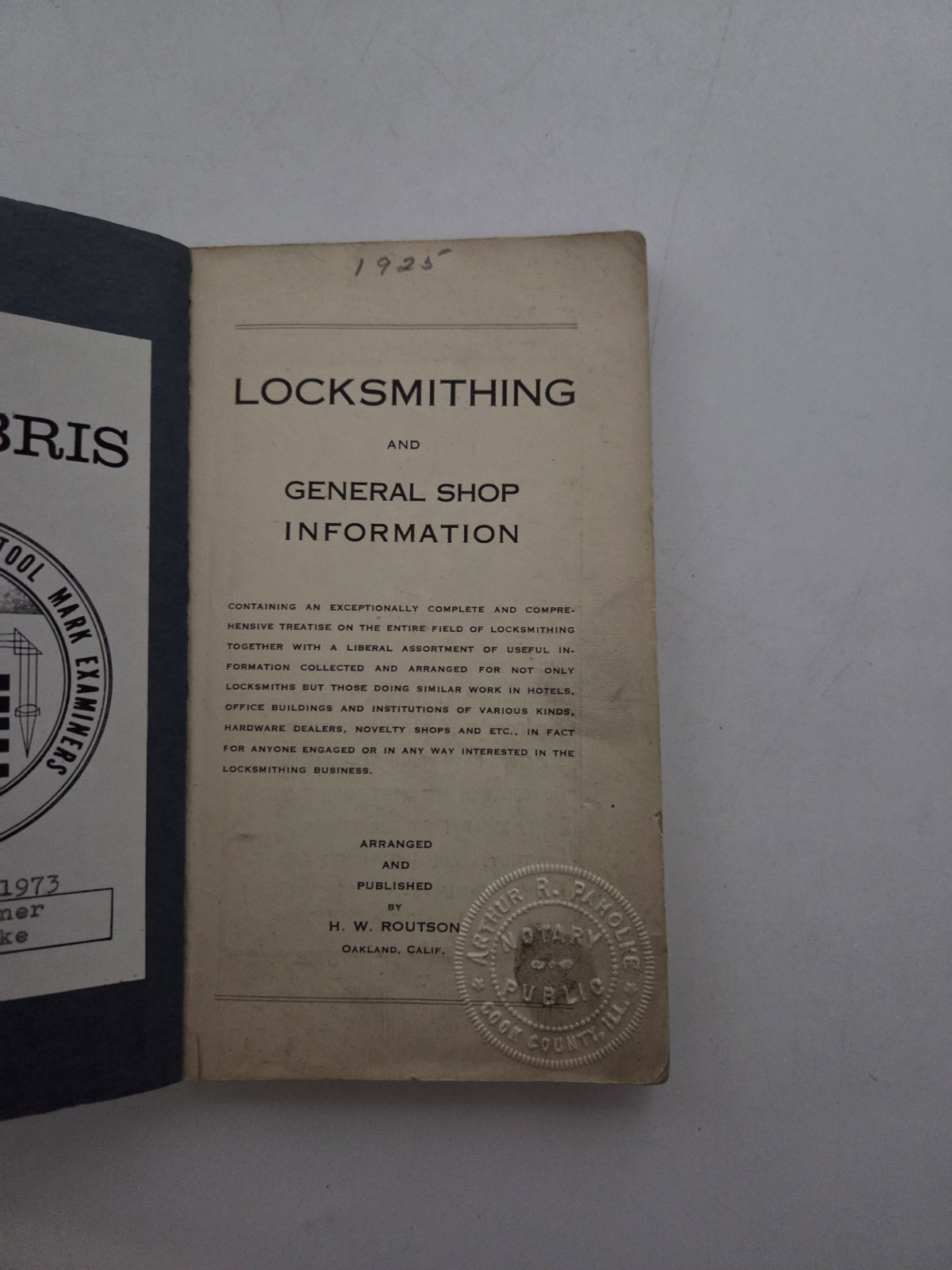 Locksmithing And Miscellaneous Shop Information Vintage Book