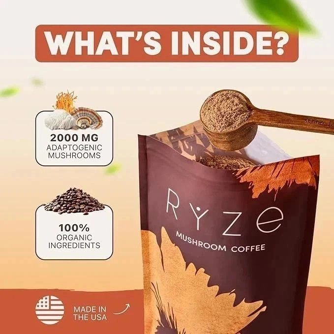 (PACK OF 4) Organic Ryse Mushroom Coffee*30 Servings Per Pack - Free Shipping!!