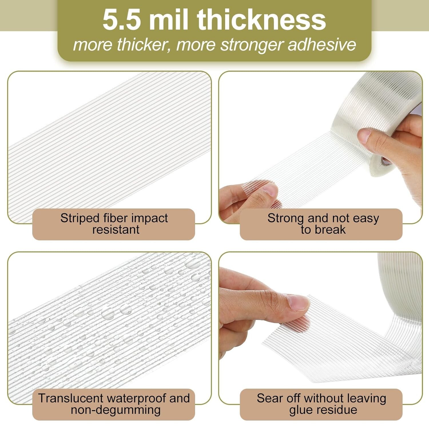 3 Rolls Filament Reinforced Strapping Fiberglass Tape 5.5 mil - 2 in. x 60 yds