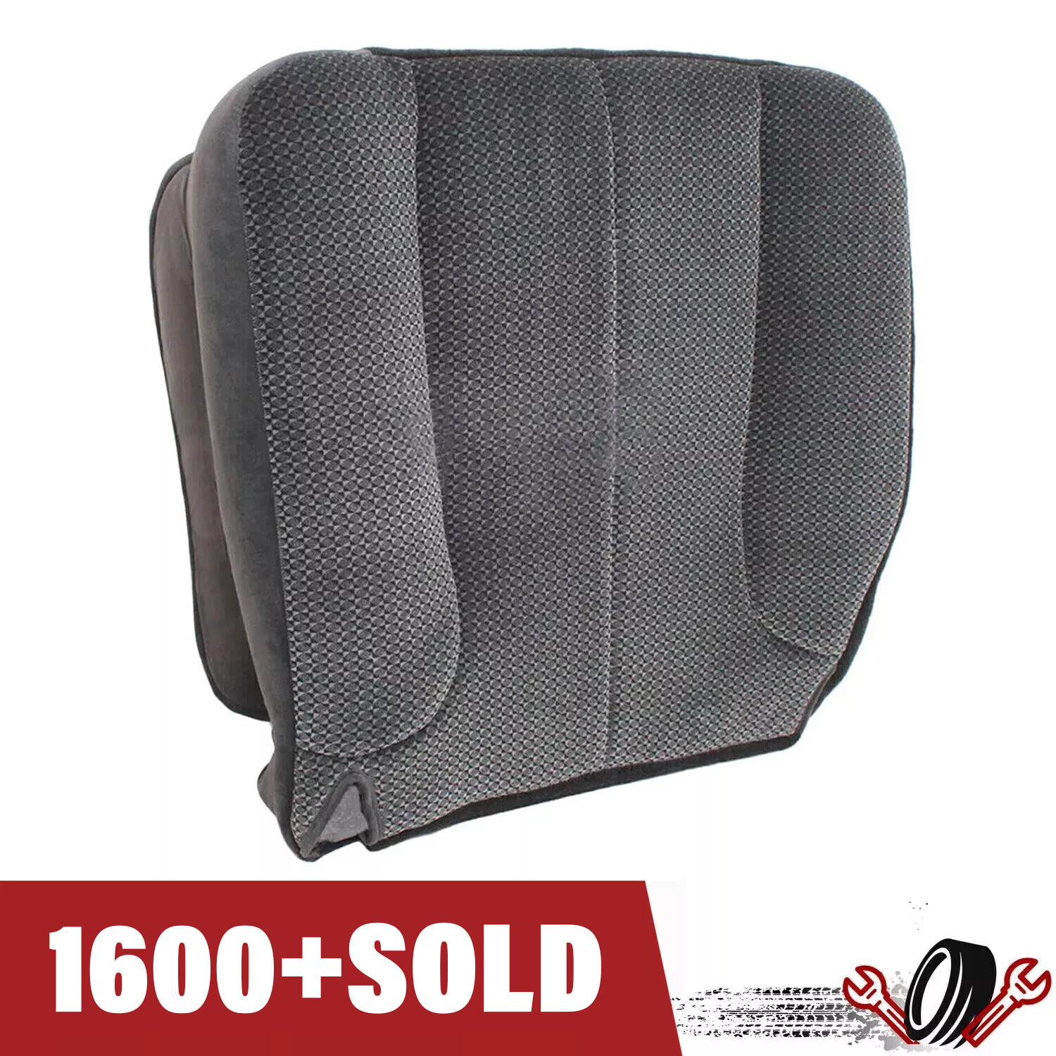 For 02 2003-04 2005 Dodge Ram 1500 2500 Driver Bottom Cloth Seat Cover Dark Gray