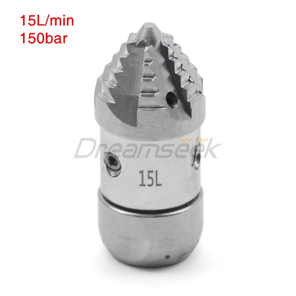 High Pressure Jetter Drain Nozzle Hose Sewer 3 Side 4 Rear Rotating Jet 15L 30L