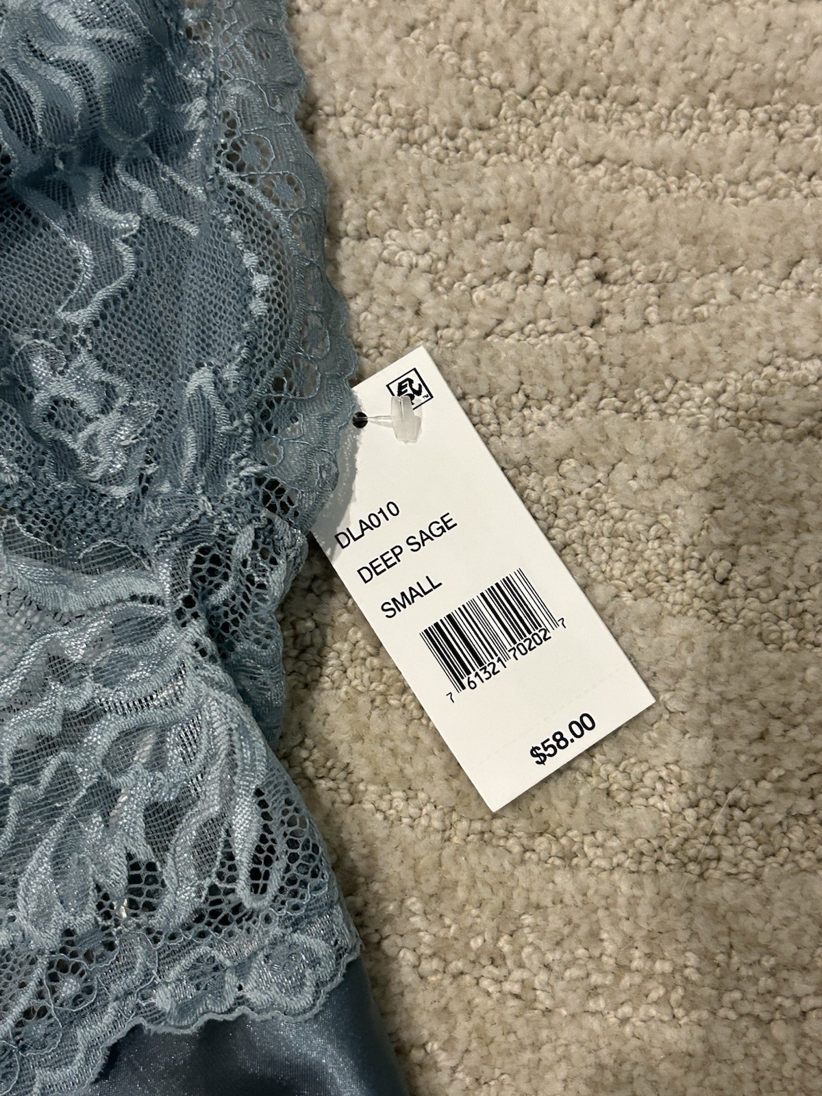 In Bloom deep sage lace/satin mini slip, one piece, SZ S, BNWT*