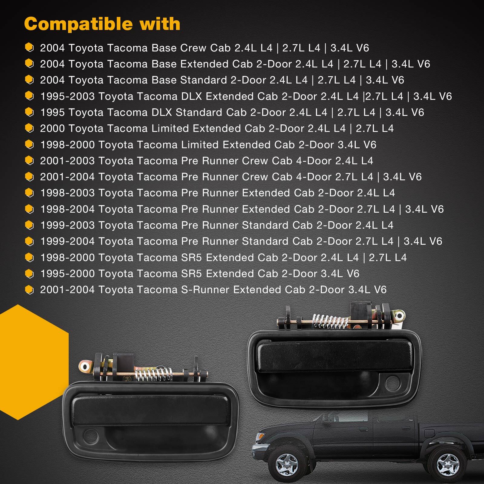 Metal Exterior Door Handle Front Left & Right Side Set For 1995-04 Toyota Tacoma