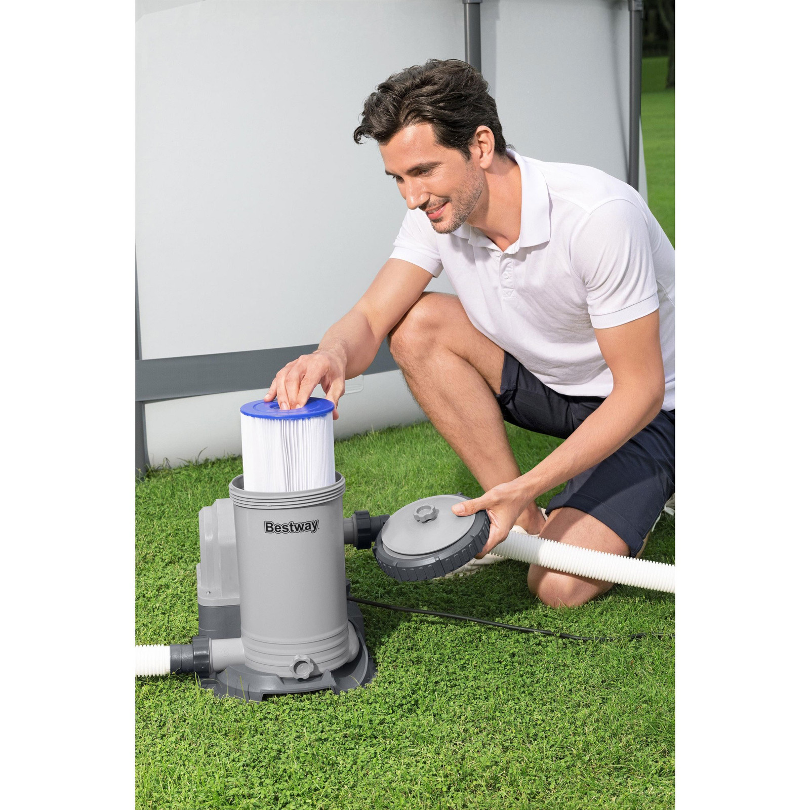 Bestway 2,500 Gallon Filter Pump Set for Above Ground Outdoor Swimming Pools