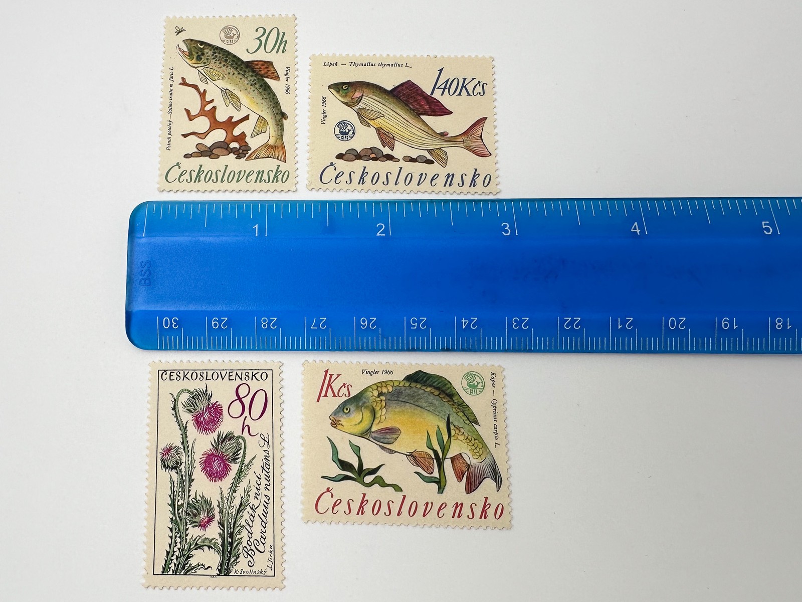 Postage Stamps Flora Fauna Czechoslovakia Vintage Set 19 pcs Birds Fishes Flower