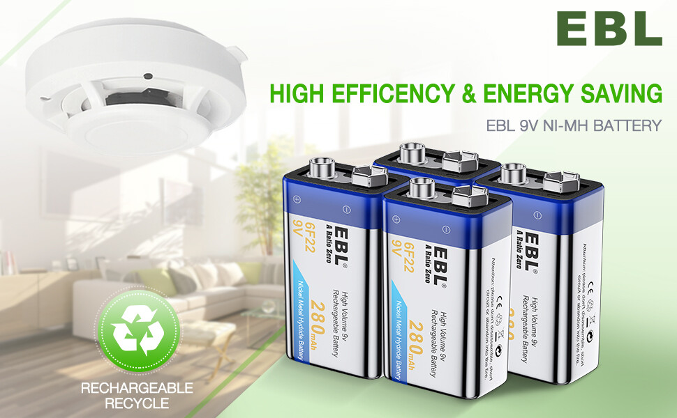 EBL 9 volt Lithium Li-Ion Rechargeable Battery / 9V Ni-MH battery / Charger Lot