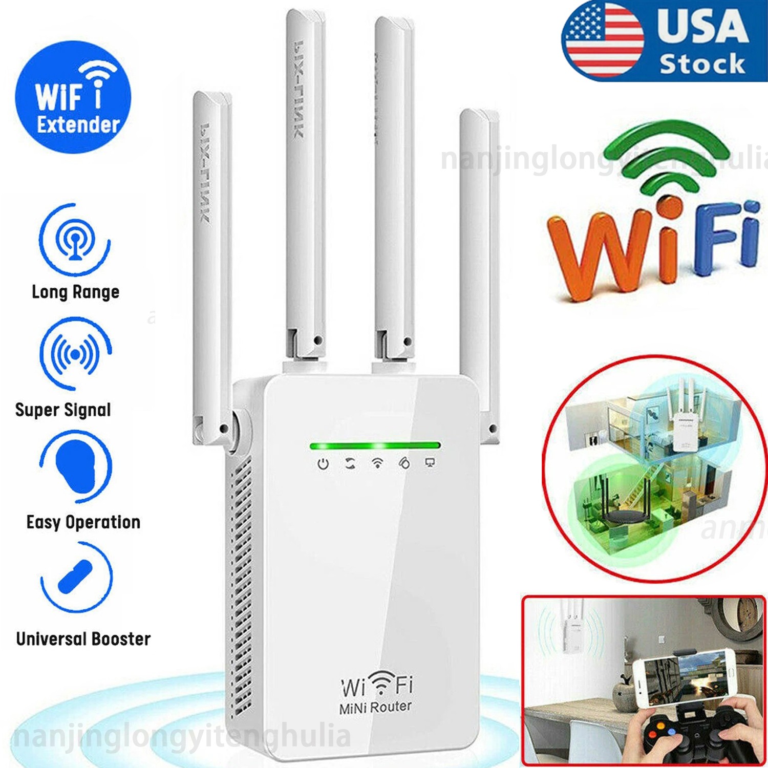 1200Mbps WiFi Range Extender Repeater Amplifier Router Signal Booster Wireless