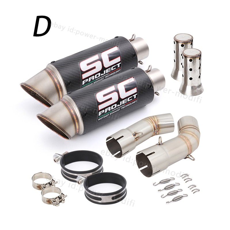 For Ducati 848 1098 1198 Exhaust Tip Mid Pipe Carbon Muffler Slip On 51MM System