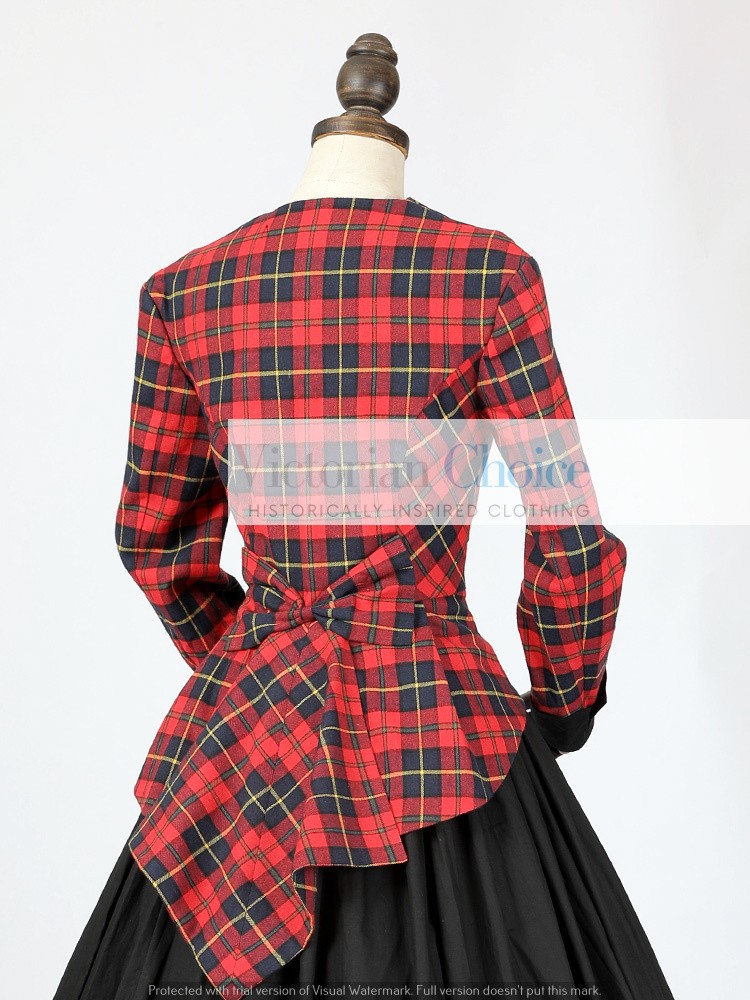 Victorian Dickens Caroler Red Tartan Walking Dress Period Theater Costume 122