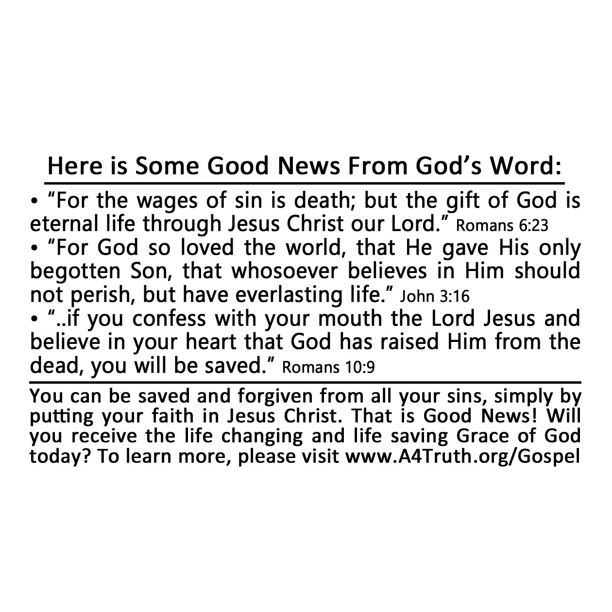 Tired of Bad News? | Gospel Tracts | Business Card Size | Pack of 50