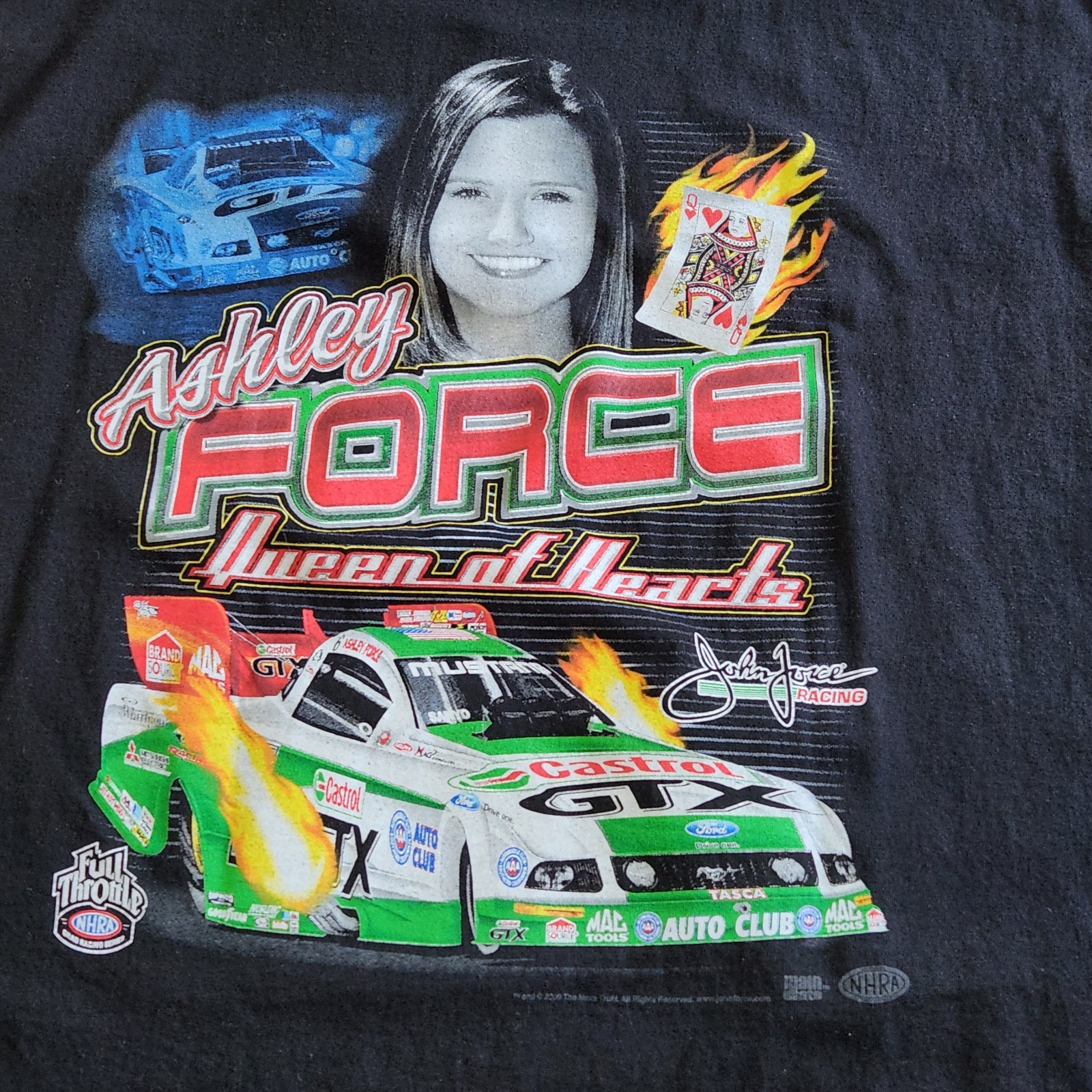 Ashley Force T Shirt Size 2XL Queen of Hearts NHRA Drag Racing Castrol Anvil