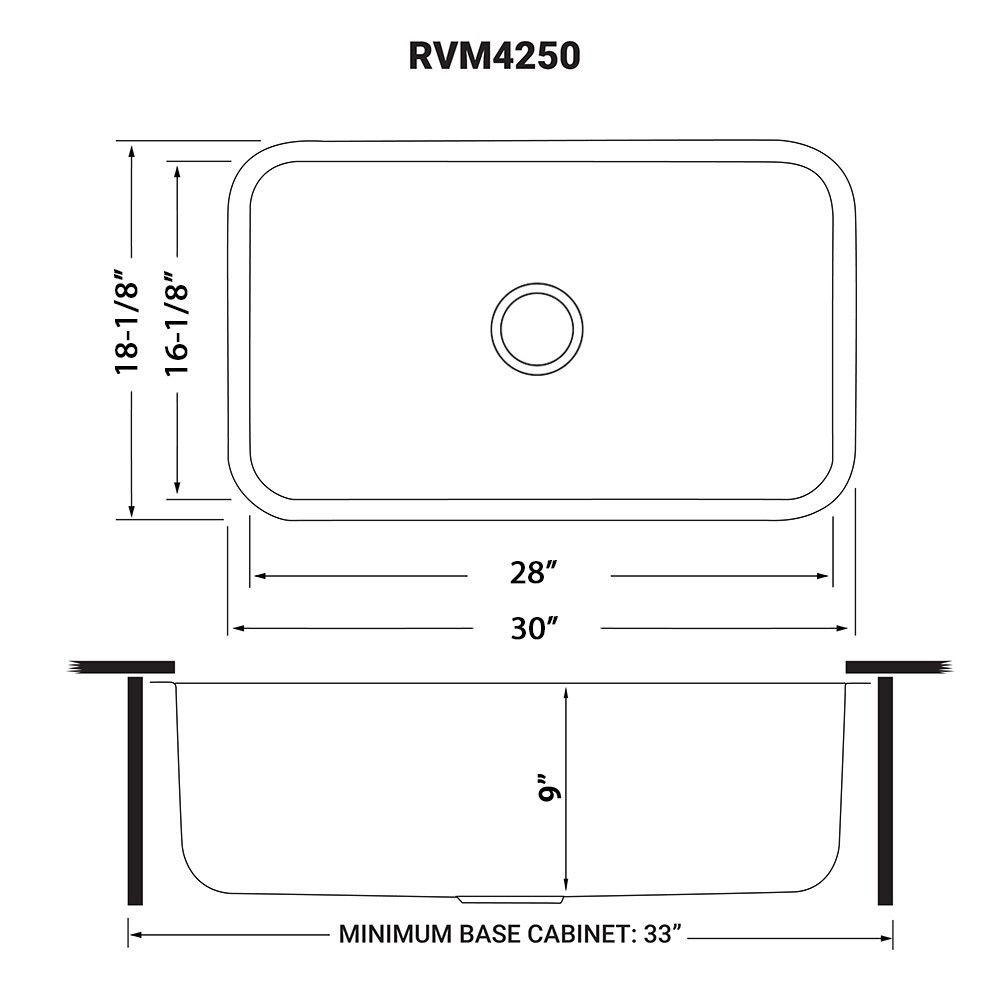 Ruvati 30-inch Undermount 16 Gauge Single Bowl Kitchen Sink- RVM4250