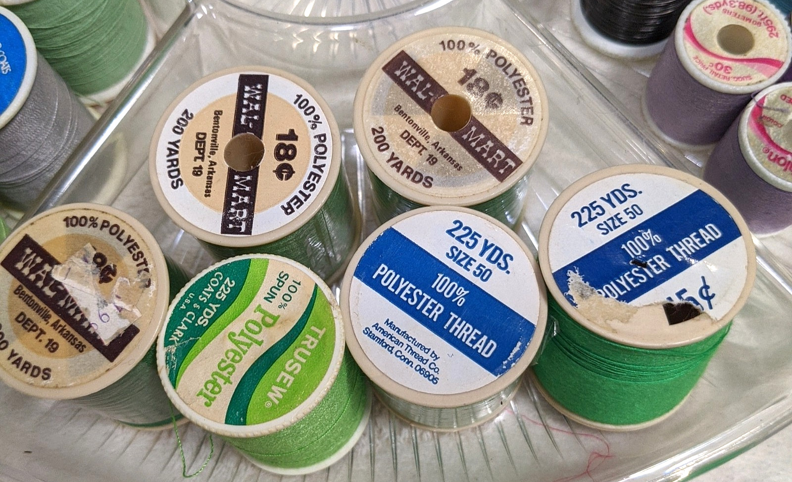 Lot of 50+ Polyester & Cotton Mixed Brand & Colors New & Used Threads