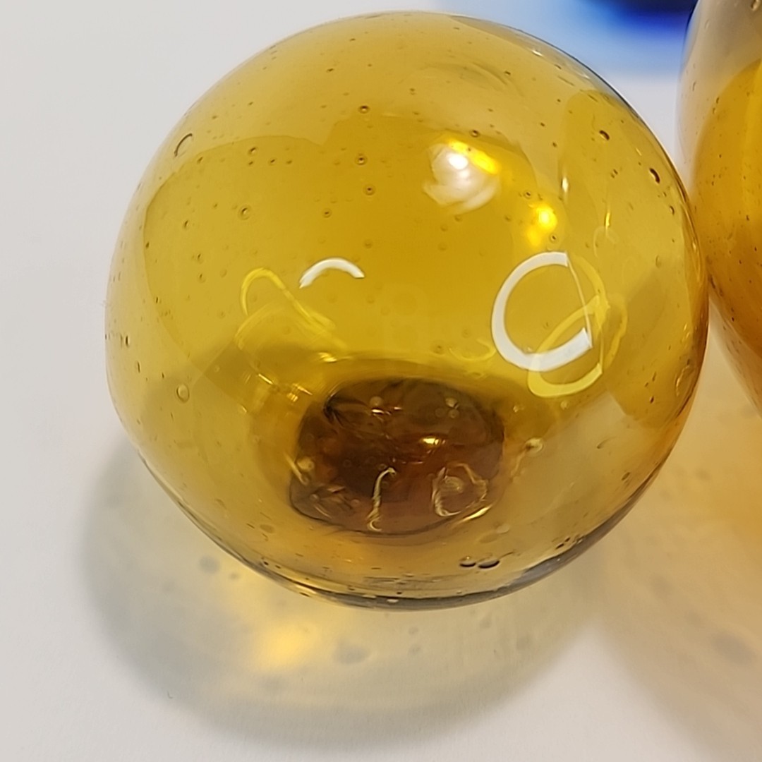 Vintage Japanese Fish Net Floats Hand Blown Glass Lot of 4