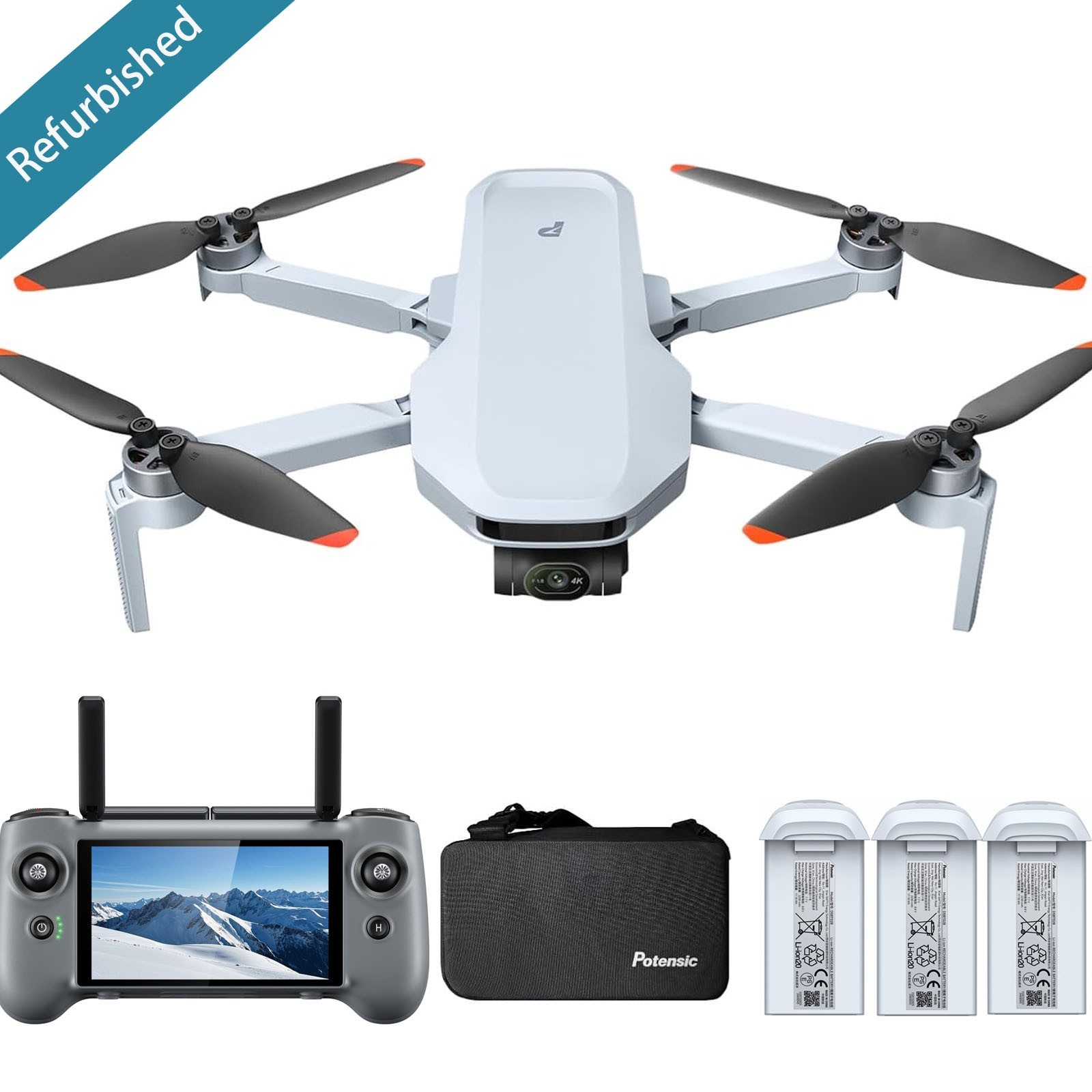 Potensic ATOM 2 Fly More Combo with RC PTD 1 Drone 4K Camera 3-Axis Gimbal