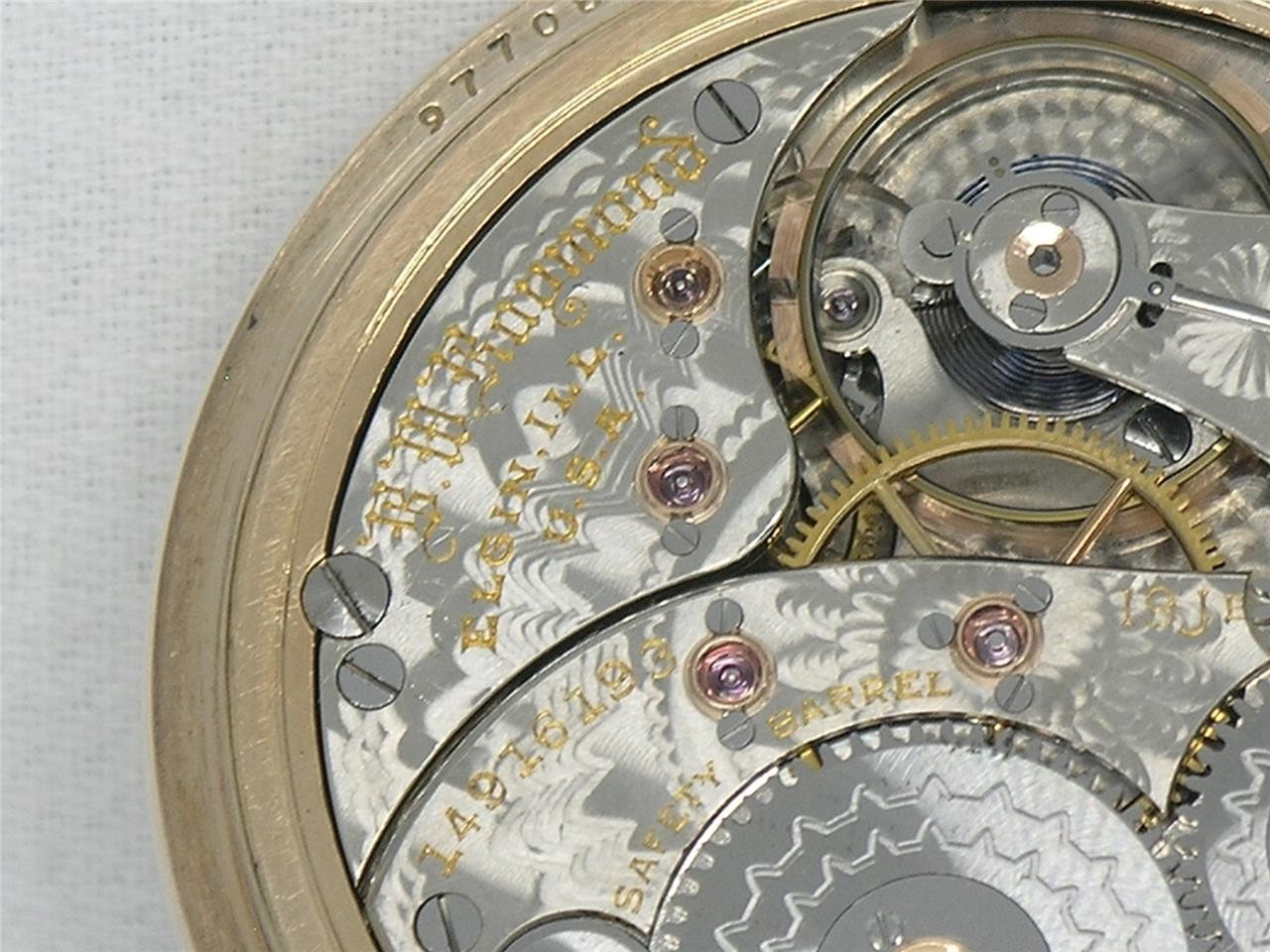 RARE 19 JEWEL 18S BW RAYMOND GR. WIND INDICATOR POCKET WATCH, SERVICED!