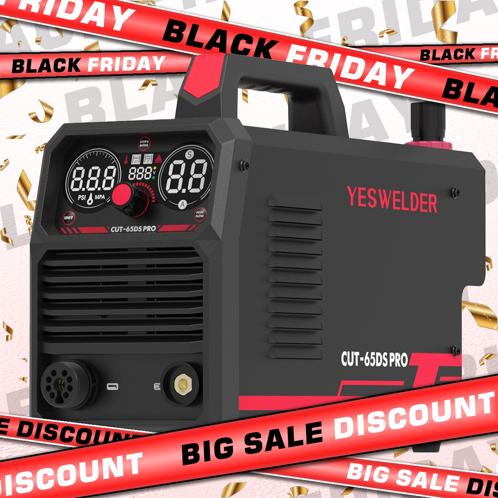 65Amp Plasma Cutter Non-HF Pilot Arc, Dual Voltage 110V/220V, Digital Display