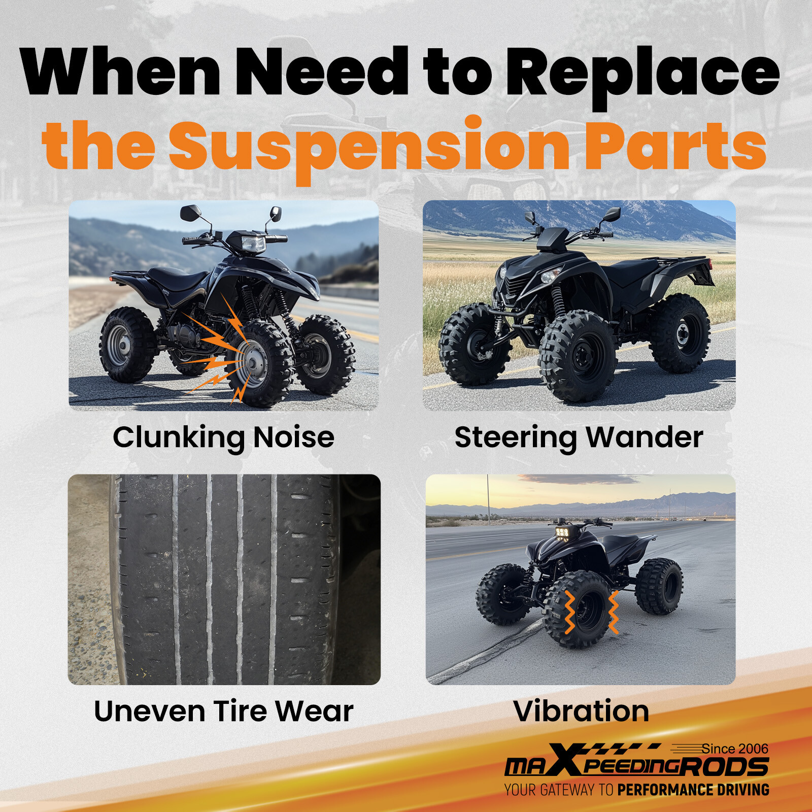 Front Lower & Upper A-Arms for 1989 1990 1991-2003 Yamaha WARRIOR 350 YFM350X