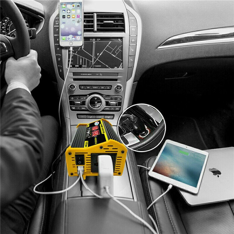 4000W Car Power Inverter DC 12V To AC 110V Pure Sine Wave Converter LCD USA