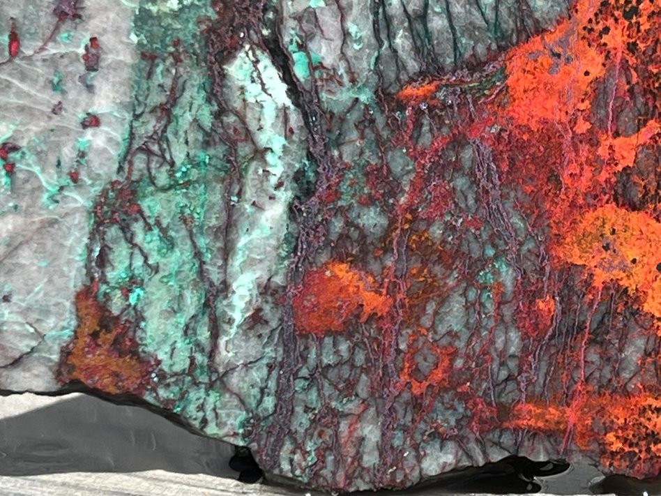 Sonora Sunrise Sunset Chrysocolla Cuprite 4.25"x2.5" Lapidary Rough Slab S2