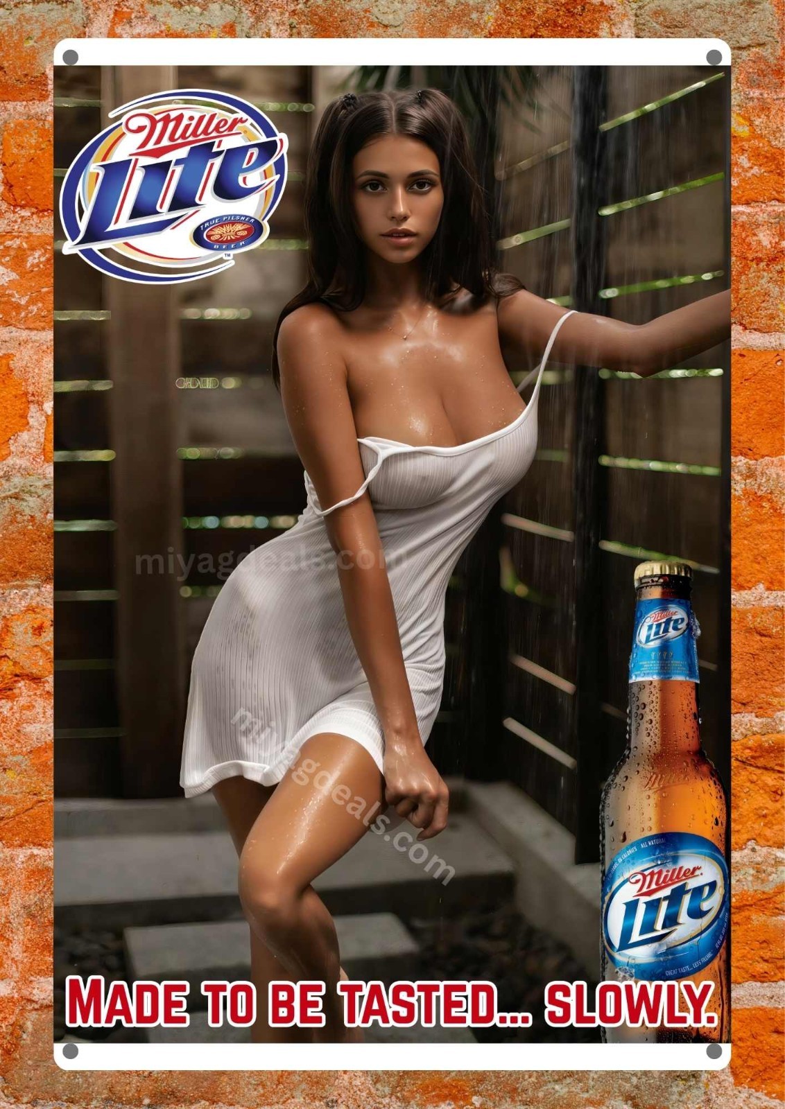 Good Times With Miller Lite Beer Metal Sign Sexy Woman Man Cave Bar Decor Read D