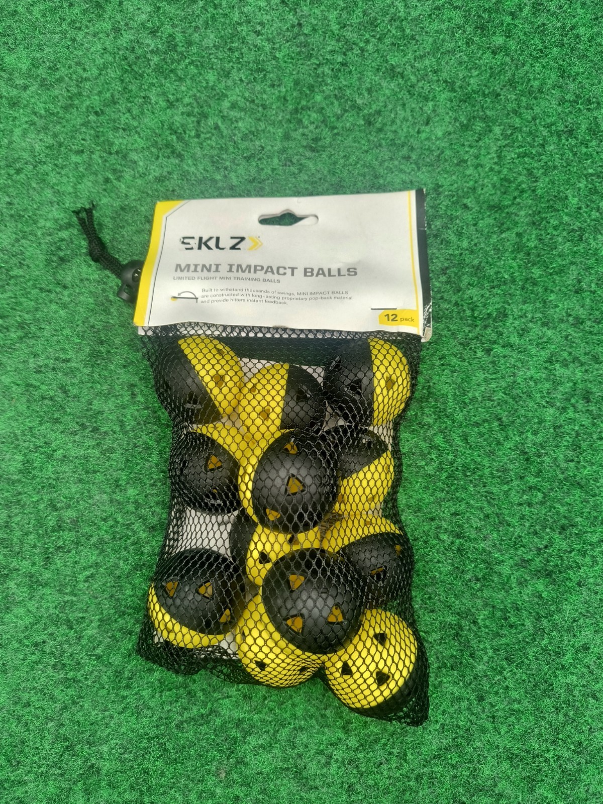 SKLZ Mini Impact Training Baseballs 12-Pack - Black/Yellow - Brand New