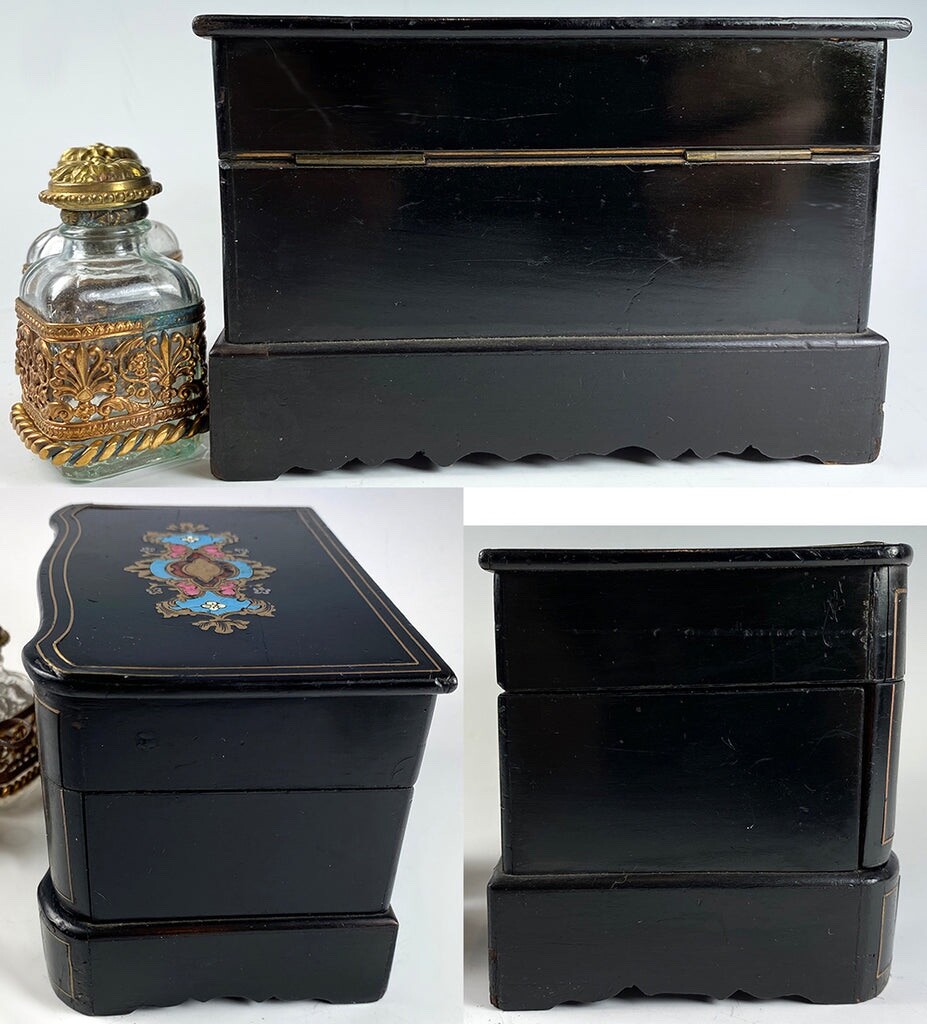 Antique French Napoleon III Boulle Scent Caddy, Scent Bottles, Cave a Perfume