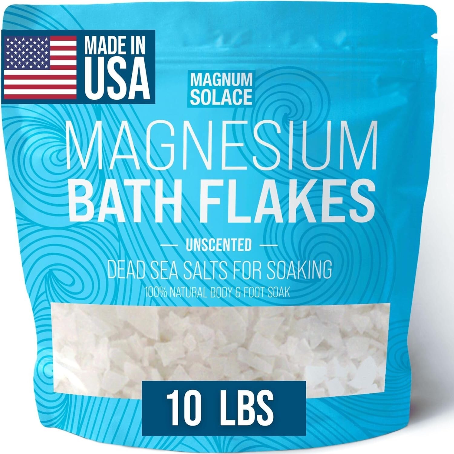 Magnesium Flakes for Bath, Pure Grade Large 10 LBS, Unscented