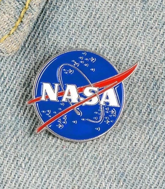 NASA Logo Lapel Pin Enamel Silver Tone