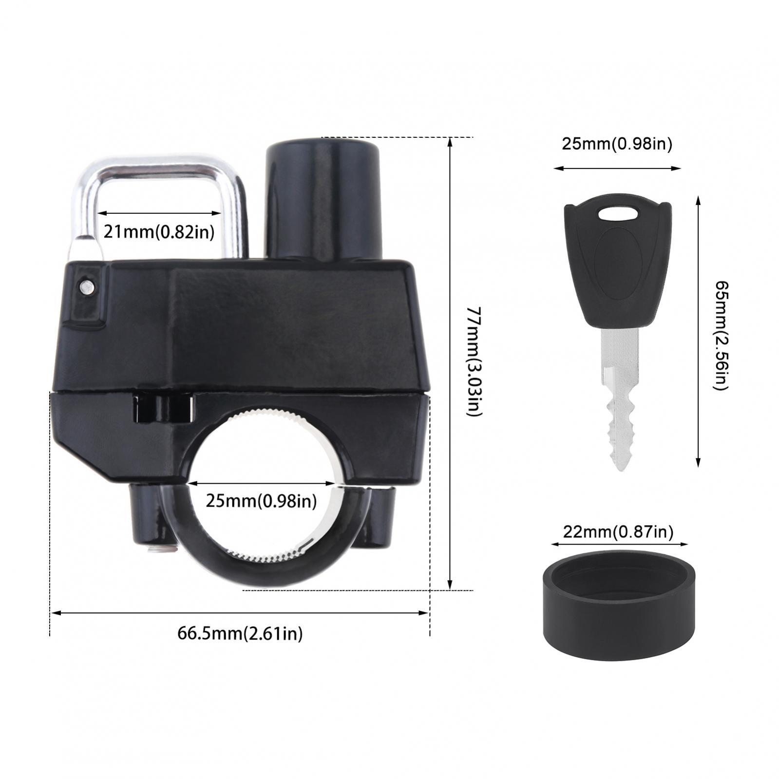 Motorcycle Helmet Lock Handlebar 22mm-25mm Anti-theft Security Motorbike 2 Keys