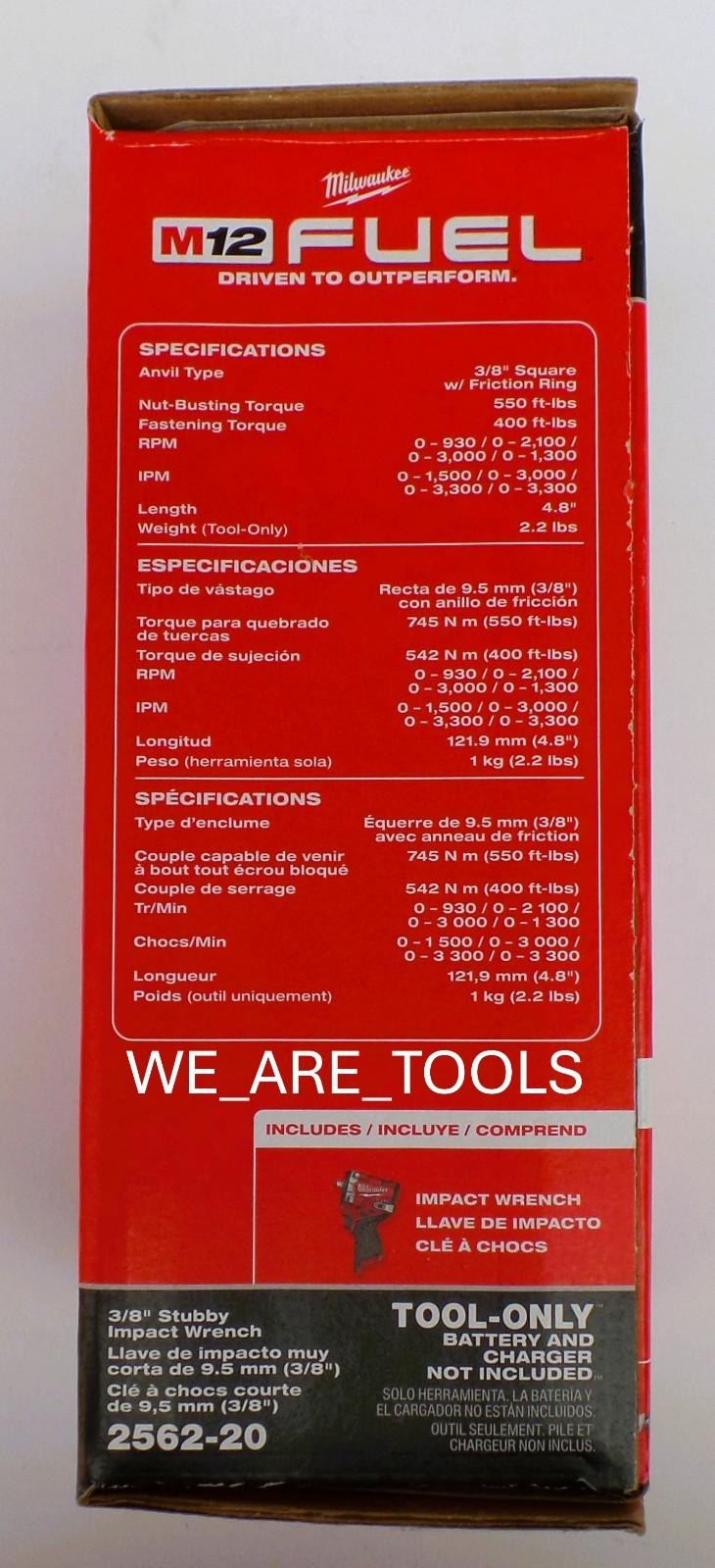 NEW N Box Milwaukee 2562-20 M12 FUEL 3/8 Stubby Impact Wrench, 1) 5.0 Ah Battery