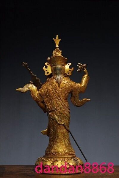 13.2"Tibet Buddhism temple bronze Gilt Guru Rinpoche Padmasambhava Buddha Statue