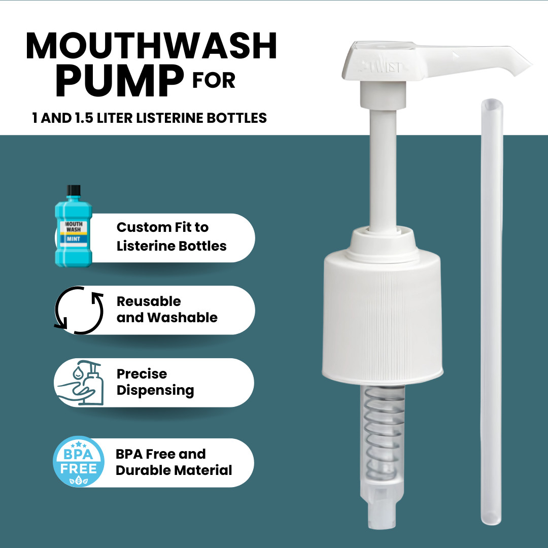 2-PK Listerine Mouthwash Pump for 1 to 1.5 Liters of Listerine Mouthwash Bottles