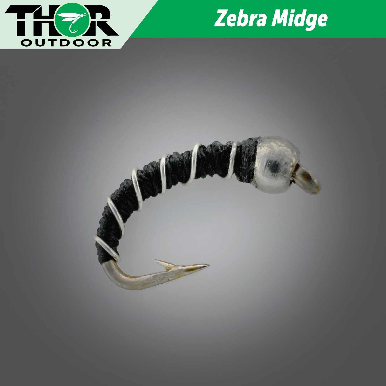 ZEBRA MIDGE Bead Head Nymph, Black - Fly Fishing Trout Bluegill Panfish Flies