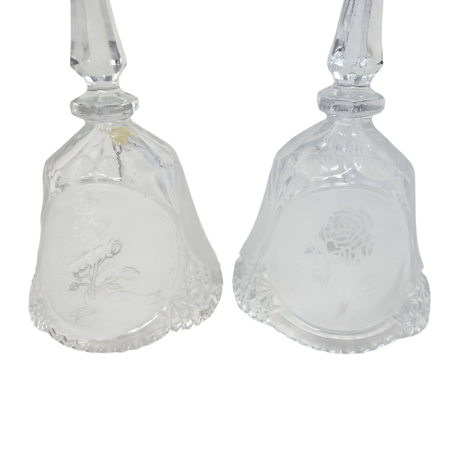 Lot Of 7 Mixed Etched Glass Ceramic Vintage Bells Collections Collectibles