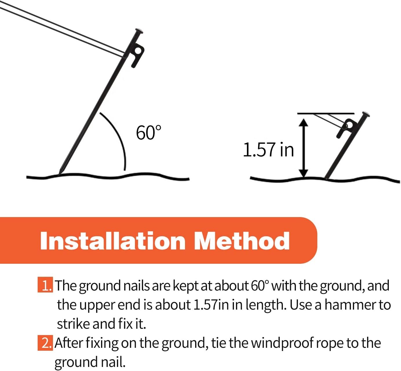 Camping 8/16/32 Pack 8in Heavy Duty Forged Steel Tent Stakes, with Storage Bag
