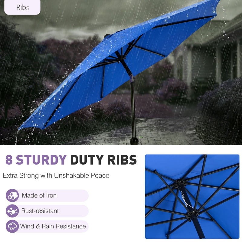 9FT Outdoor Patio Umbrella Outdoor Table Umbrella with Push Button Tilt