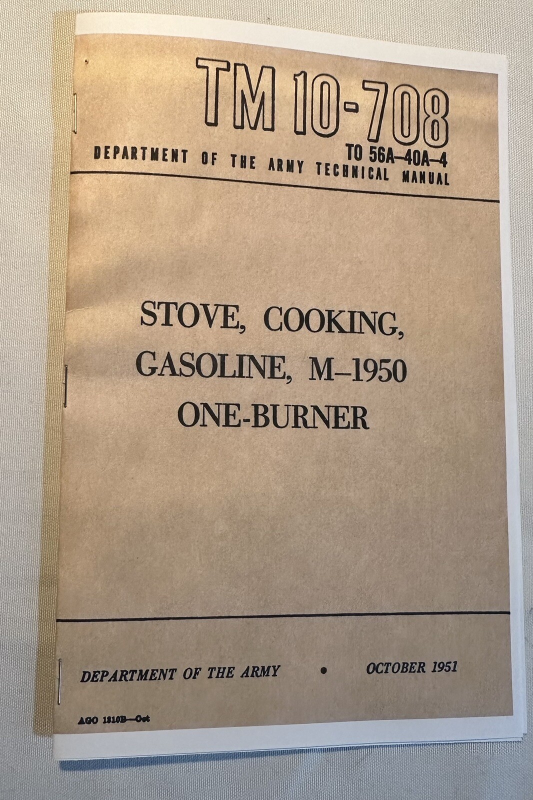 M-1950 MILITARY STOVE PUMP Assembly New Old Stock With Parts Breakdown