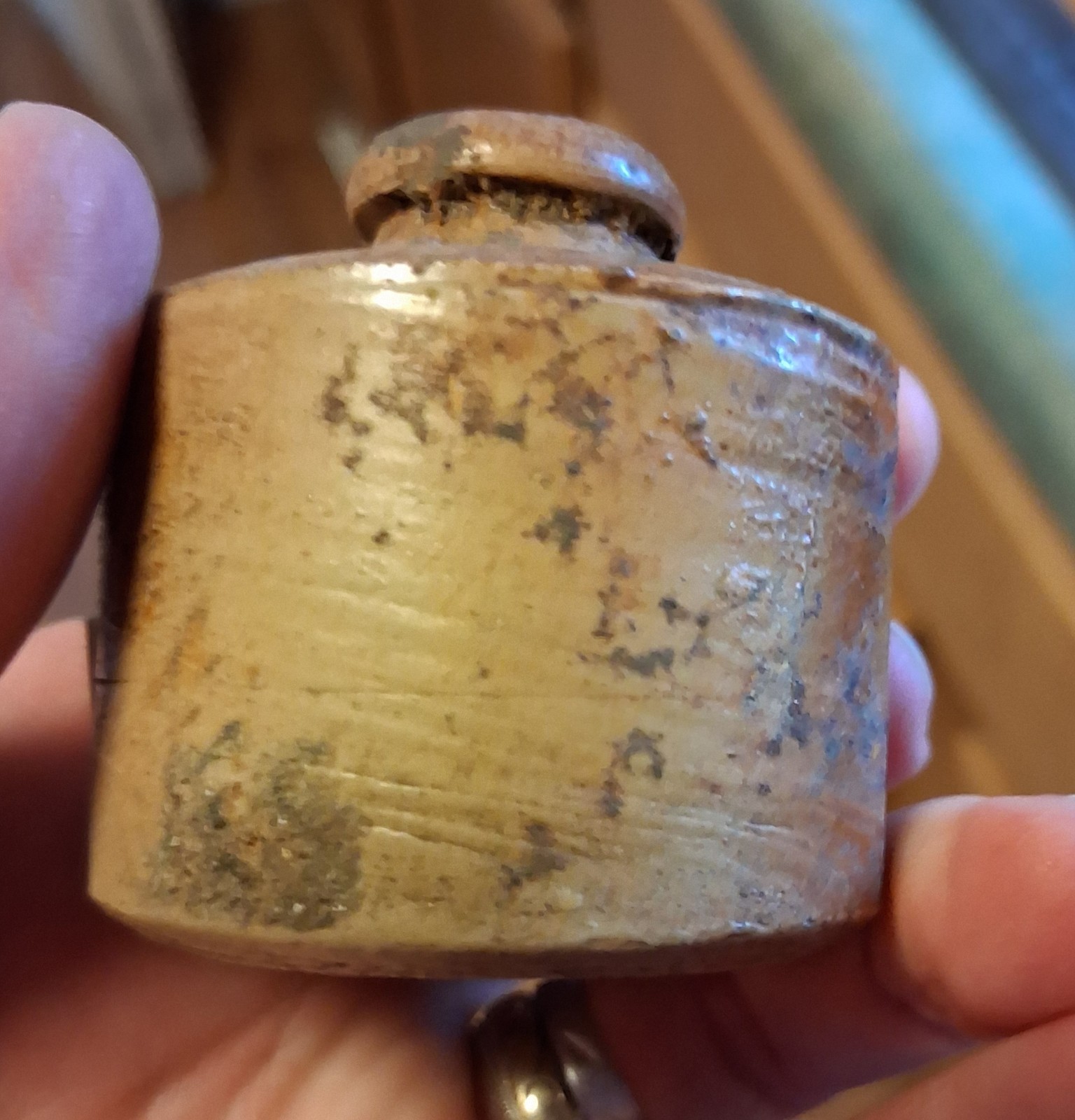 Civil War Era Brown Ceramic Stoneware Ink Bottle Collectible