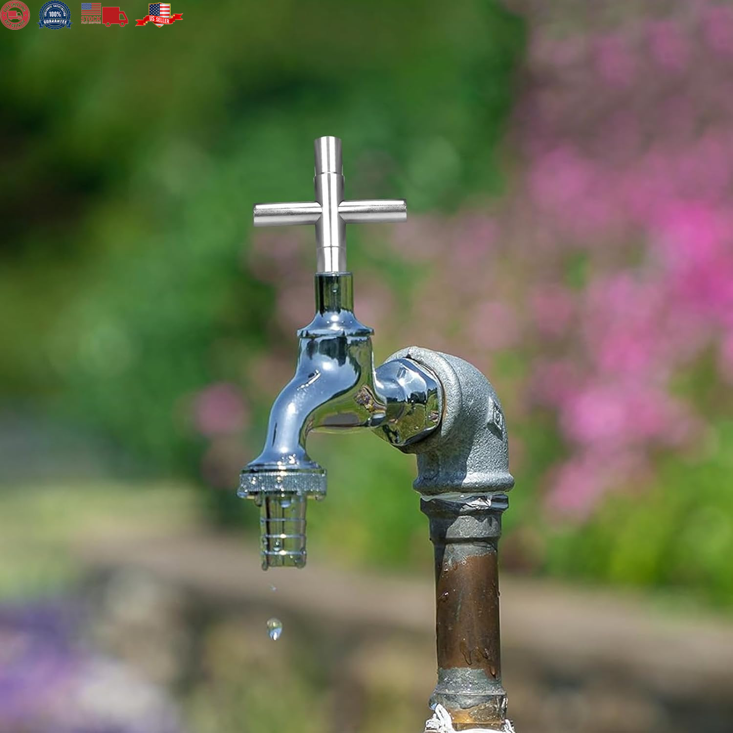 2Pcs 4 Way Sillcock Key Set 1/4", 9/32", 5/16", 11/32 Steel Sillcock Water Hose