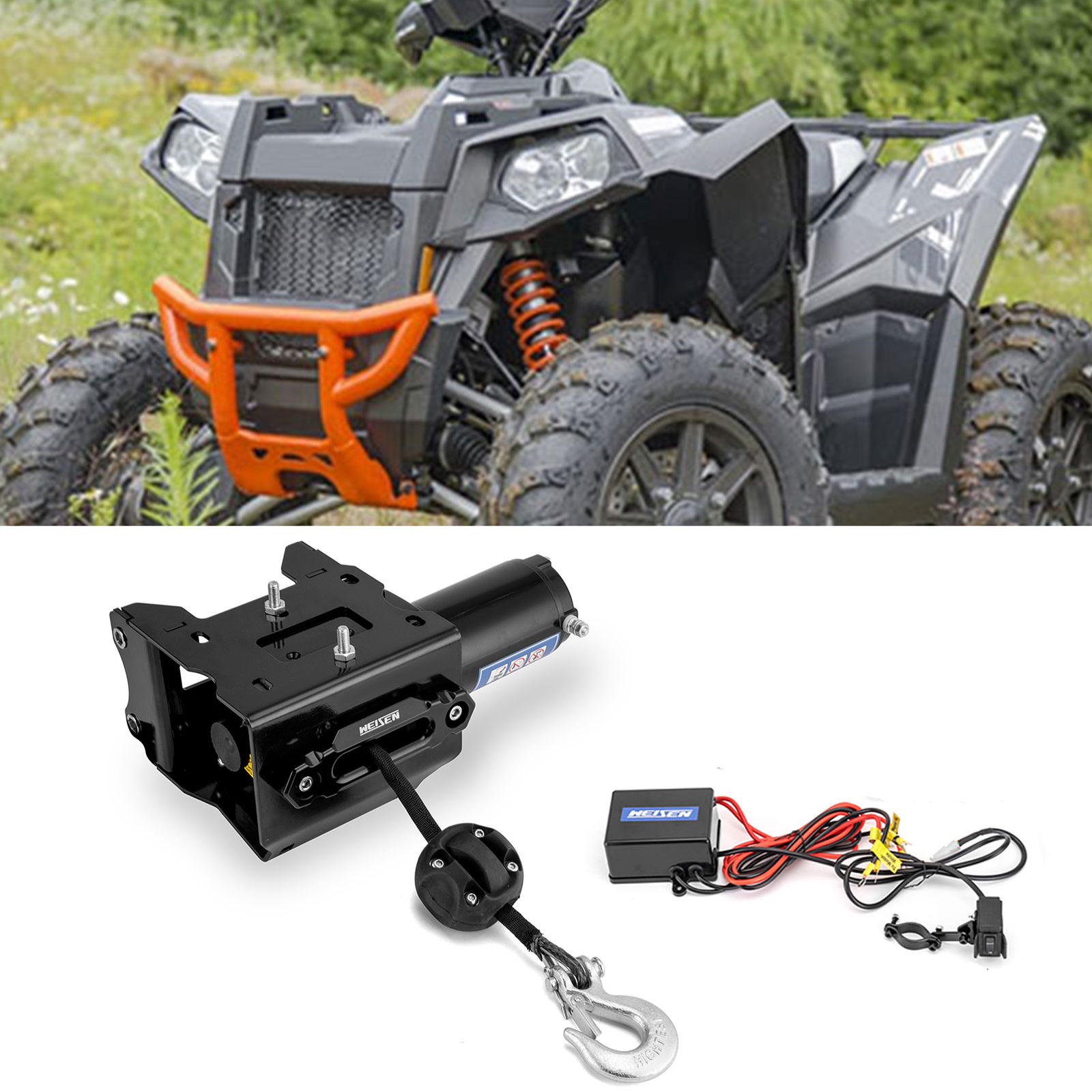 For Polaris Sportsman 570 Winch and Mount Plate Kit 2014-2025 3000 lbs ATV