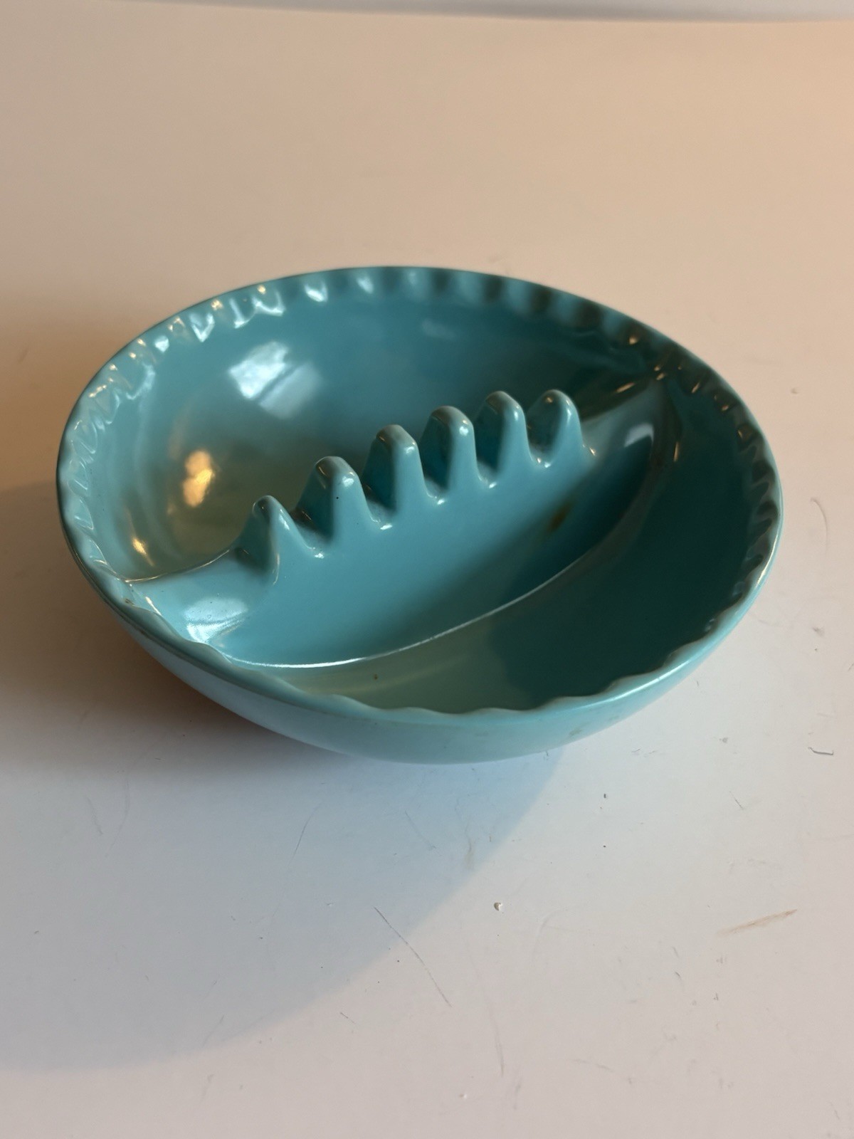 Vintage ANHOLT Ashtray Pale Blue Turquoise 5” Round Melamine USA Retro