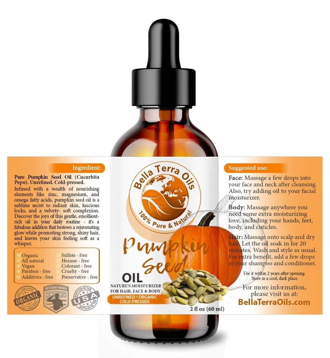 Pumpkin Seed Oil: Cold-Pressed, Natural, Perfect for Skin, Hair, Wellness