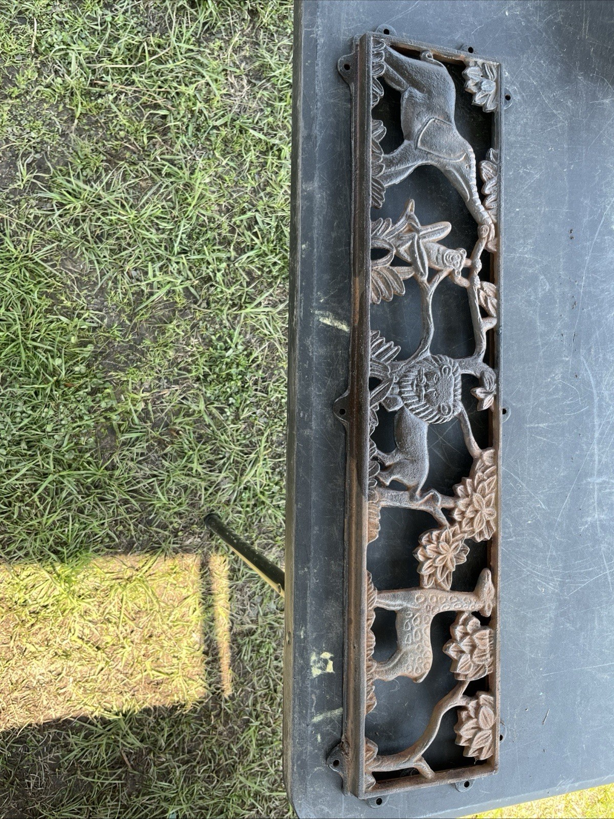 Vintage Cast Iron Animals Bench Back Safari Jungle Theme 6”x28”